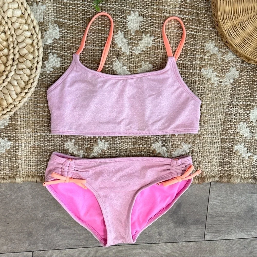 Art Class Girls Pink and Peach 2-Piece Bikini Swim Suit Set Size Medium
